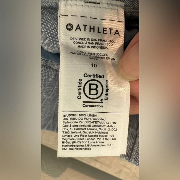 ATHLETA Cabo Linen Summer Resort Jogger Pants Chambray Blue Comfy Size 10 - Picture 11 of 11
